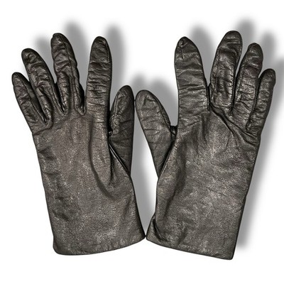 VTG Womens Genuine Leather Gloves-Fownes Size 8 All Black SOFT!   A-7