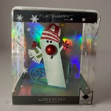 Flat & Happy By Dino Snowman Skater Silvestri Christmas Ornament Photo Holder