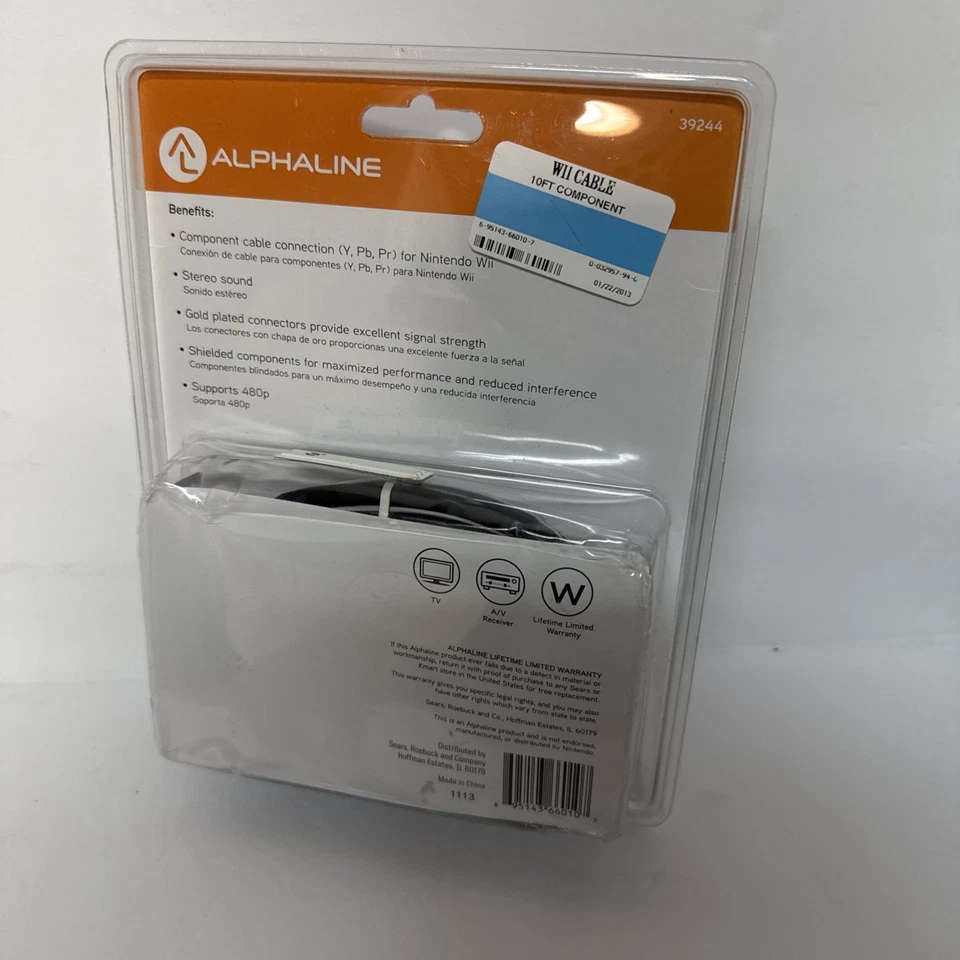 ALPHALINE NINTENDO Wii Component HD AV Cable Wire Gold Plated BRAND NEW - Image 2 of 4