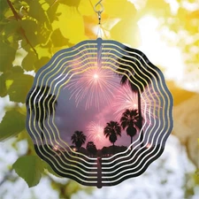 Vibrant Metal Hanging Wind Spinners & Chimes - Abstract Concentric Design 