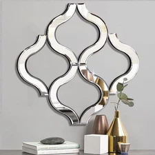 Arc-Shaped Wall Mirror Silver 14.75'x14.75' Modern Fashion Decor Unframed Bev...