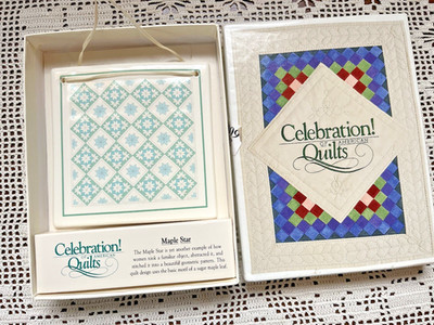 Hill Design Celebration of American Quilts Maple Star Hanging Tile  1991 IOB VGC