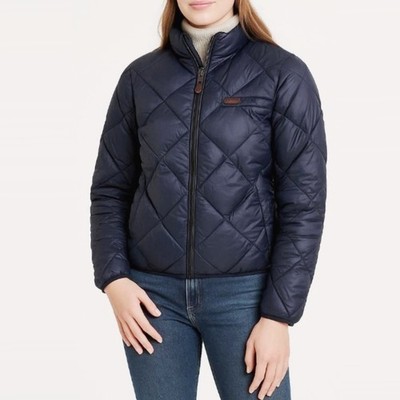 PEAK PERFORMANCE JOYCE Liner Down Padded Jacket Diamond Quilt Bomber Crop Navy M