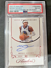 2021/22 MOSES MOODY FLAWLESS 10TH ANNIV. RUBY AUTO #10A-MMO #15/15 PSA8 WARRIORS