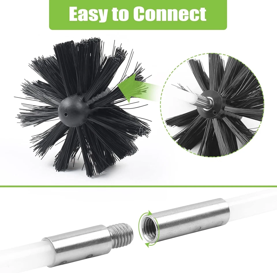 Set Di 24 Spazzole per La Pulizia Del Camino Con 18 Steli Flessibili in Nylon +2 - Immagine 4 di 4