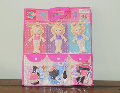 MAGNETIC WOODEN DRESS UP DOLLS SHURE TINY TRIPLETS PLAY SET 45 PCS NEW