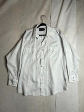 Panhandle Slim Western Shirt Mens 17 White Double Pockets Collared Pearl Snap