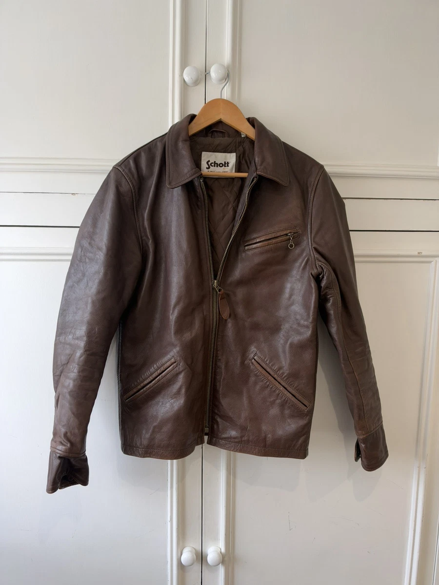 Chaqueta de cuero marrón Schott NYC talla S