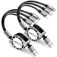 2 Pack Retractable 3 in 1 Multi Charging Cable