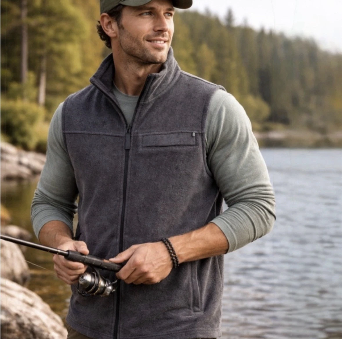 NWOT Free Fly Vest Men’s 3XL Bamboo Polar Fleece Grey Full Zip 3XL Outdoors