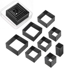 uxcell Leather Square Shape Punch Cutter Set 8 Sizes Silver Gray