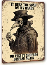 Gothic Bathroom Decor Retro Wall Art Signs, Funny Wash Your Hands Plague Bathroo