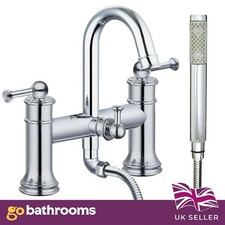 Traditional Spoutford Chrome Bath Filler Shower Mix Tap Brass Lever Deck Mount