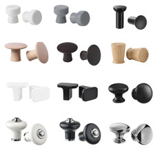 2x Pomelli per Armadio Ikea Maniglie per Ante Cassetto Bianco Nero Legno Cromato Mobili