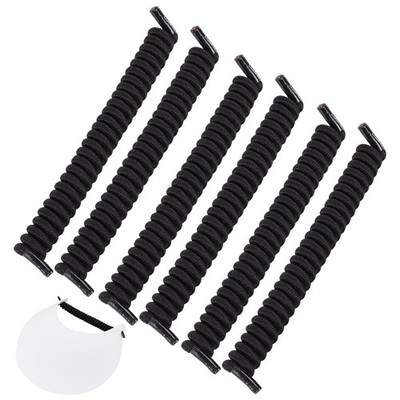6 Pairs Sun String Visor Cord, Curly Shoelaces Replacement Elastic Shoe Black