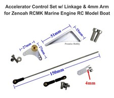 Collegamento comando acceleratore e braccio 4mm per barca radiocomandata motore 26CC - 32CC Zenoah RCMK