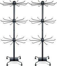 2 Pcs Rotating Jewelry Display Rack with Hooks Metal Earrings Display Stand for