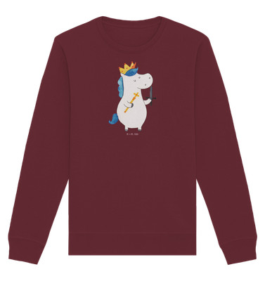 Organic Pullover Einhorn König mit Schwert Größe L - Geschenk Sweatshirt Ritter