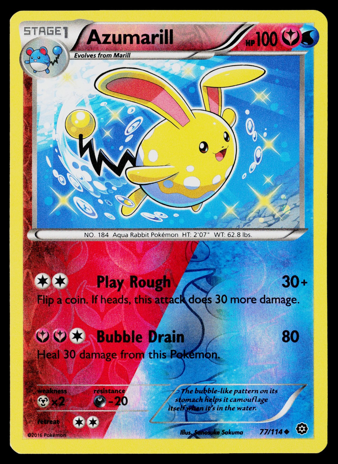 Azumarill #77/114 XY - Steam Siege Near Mint or Better