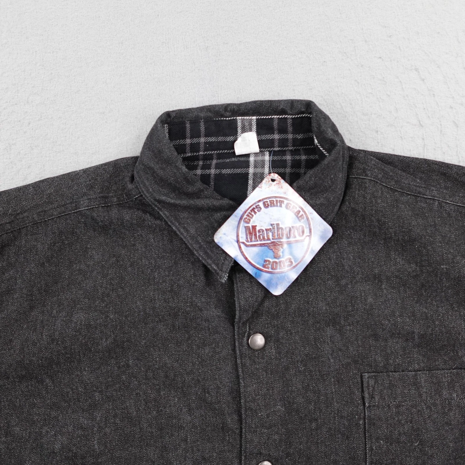 Vintage Marlboro Jacket Mens XL Denim Flannel Reversible Shacket Deadstock Y2K image 2