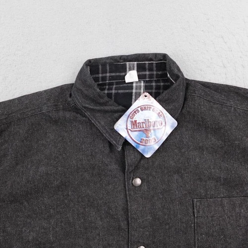 Vintage Marlboro Jacket Mens XL Denim Flannel Reversible Shacket Deadstock Y2K image 2