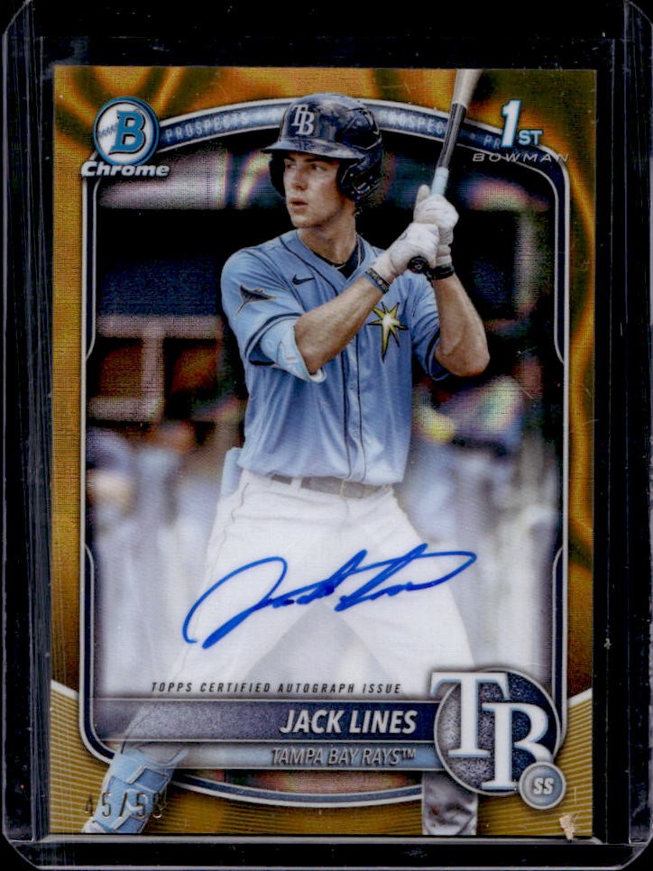 2025 Bowman Jack Lines Chrome Auto Gold Lava Refractor 1st Prospect #45/50 Rays
