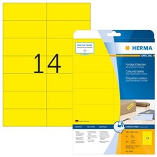 HERMA Self Adhesive Removalbe Coloured Labels, 14 Labels Per A4 Sheet, 280 Label