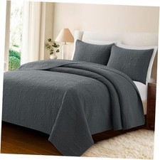 Quilt Set Size 106"x96", Dark Grey - Summer King Dark Grey - Coin Pattern