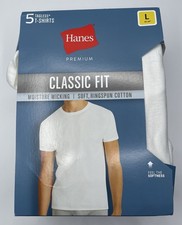 Hanes Premium Mens Short Sleeve Crewneck T-Shirt 5pk White Size Large