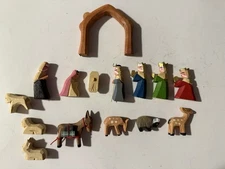 Nativity Set Small Wooden Hand Carved Hand Painted Pieces