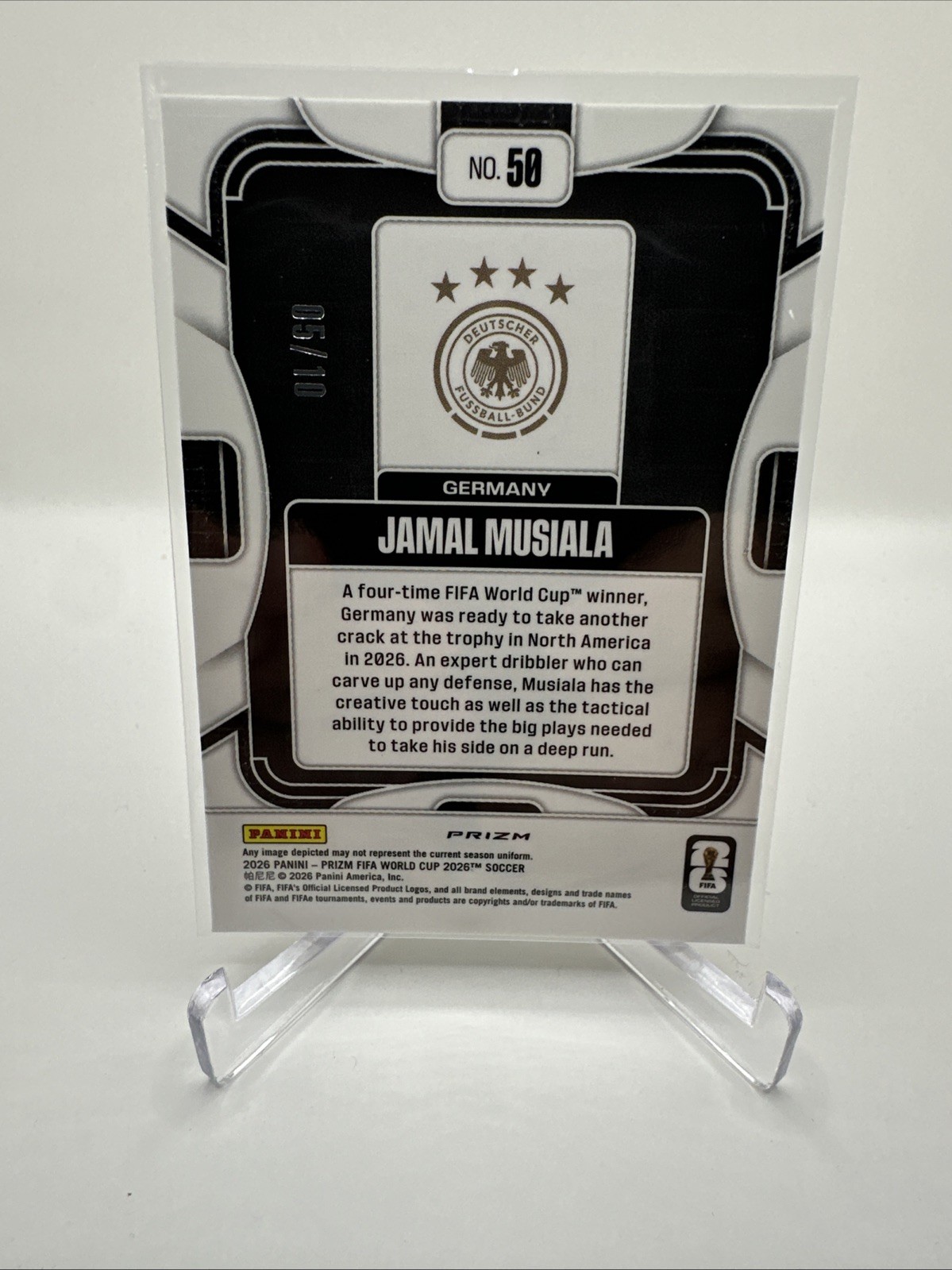 Jamal Musiala 2026 Panini Prizm World Cup Gold Celestial Prizm #’d /10! Germany view 5