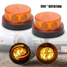 2x Led Beacon Warning Signal Light Tractor Amber 360 Rotating Flash Strobe Lamp