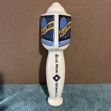 BLUE MOON - BELGIAN WHITE - BEER TAP HANDLE - CERAMIC - 3 Sided 9.5” Tall 🍺🍊