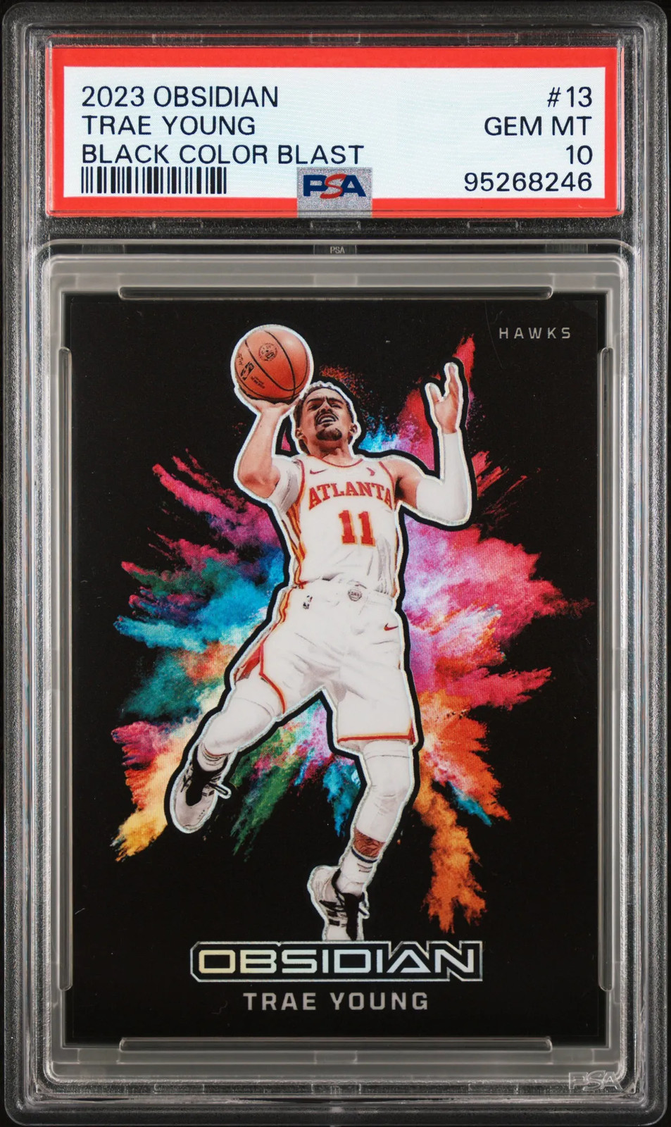 2023 Panini Obsidian Black Color Blast Trae Young #13 PSA 10 POP 17