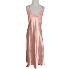 Coquette Satin Babydoll Slip Pink Maxi Romantic Angel Lace Pink CurveBay Small
