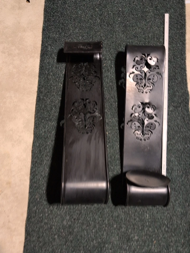 Rustic Black Metal Scroll Wall Hanging Pillar Candle Holders Sconces Decor Art - Image 2 of 3