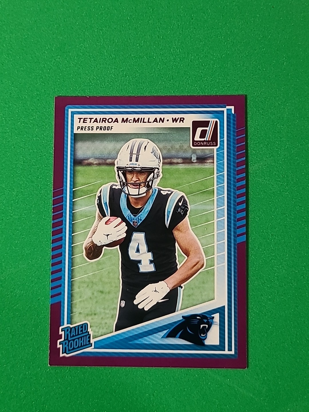 2025 Panini Donruss Tetairoa McMillan Purple Press Proof #314 Carolina Panthers