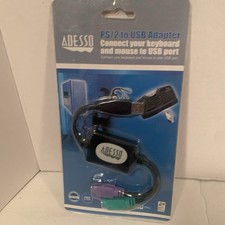 Adesso PS/2 to USB Adapter Connect Your Keyboard and Mouse to USB Port - New
