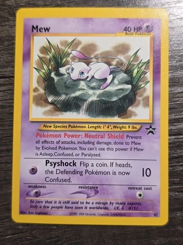 Pokemon TCG Mew Lily Pad #47 WOTC Black Star Promo Vintage LP