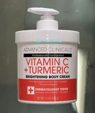 ADVANCED CLINICALS ~ VITAMIN C + TURMERIC Brightening FACE BODY & CREAM 425g