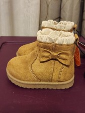 Wonder Nation Infant Girls Chestnut Tan Boots Faux Shearling 3 Mos Size 2 BNWT