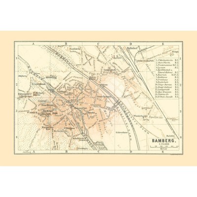 Historic Map - Bamberg Germany - Baedeker 1896 - Vintage Wall Art