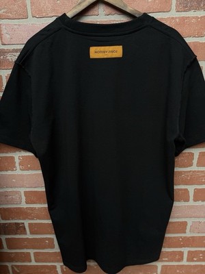 LOUIS VUITTON T-Shirt LV Tee Cotton Black Men's Size XL 100