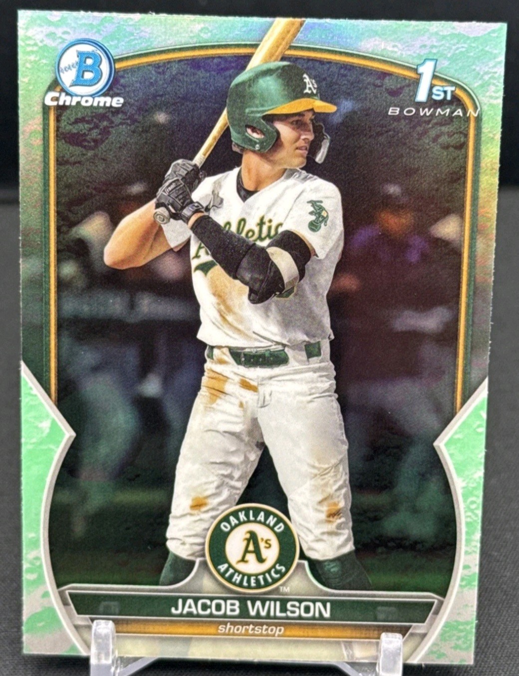 2023 Bowman Draft Jacob Wilson #BDC-121 Chrome Lunar Glow Refractor A's