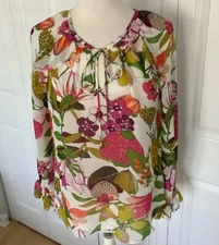 Trina Turk "MAGNOLIA" Floral 100% Silk Sheer + Tank NWOT Blouse Small