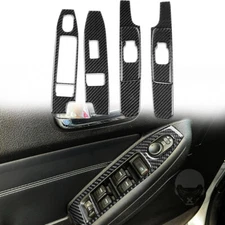 For Hummer H3 06-10 Vinyl Carbon Fiber Inner Window Lifting Lock Panel Trim 6Pcs