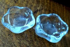 TWO DAUM FRANCE RECTANGULAR HEAVY CRYSTAL OPEN SALT CELLARS SIGNED