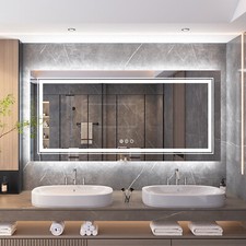 Supler Large Bathroom Mirror Illuminated LED Wall Hung Long Rectangle for Barber