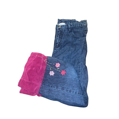 American Girl Denim Flower Power Girls Sz 14 Floral Flare Jeans From 2003 Outfit - Picture 4 of 5