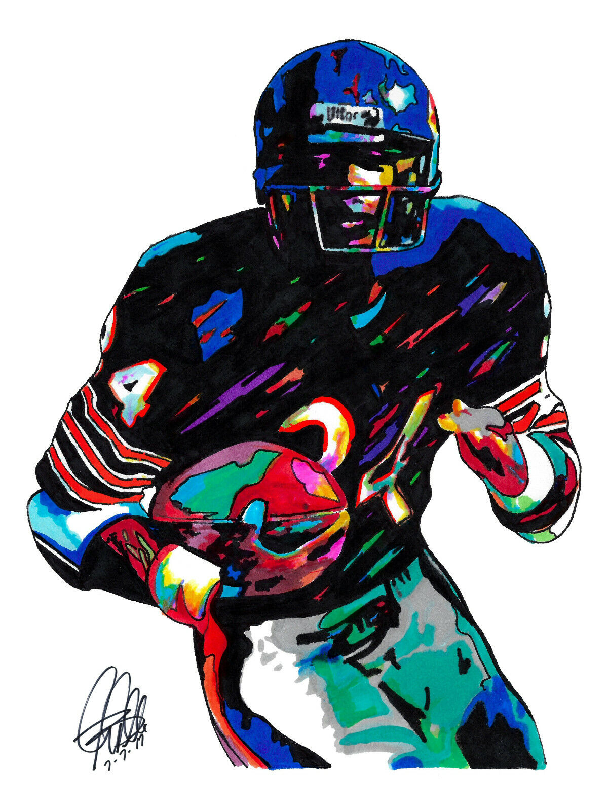 Walter Payton Chicago Bears Running Back NFL Football Art Print Poster